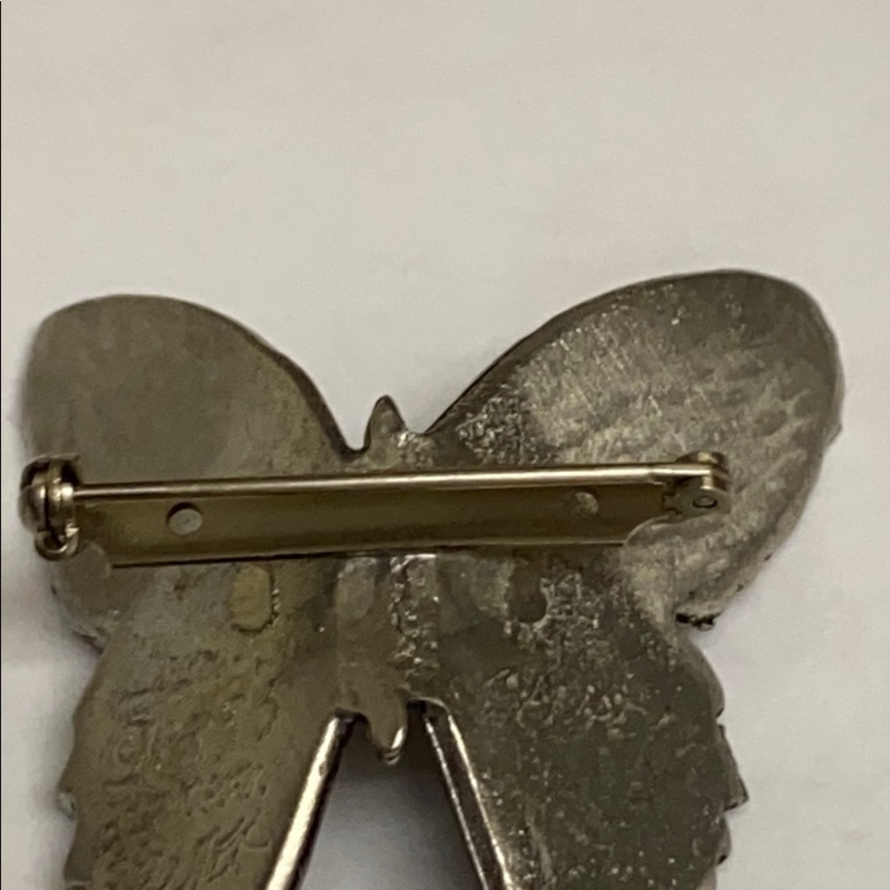 PEWTER butterfly earrings and brooch set dangle butterflies - Picture 10 of 11